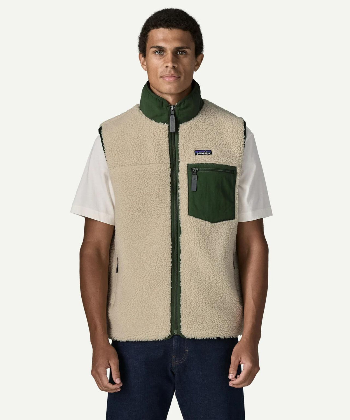 Patagonia/巴塔哥尼亞 男士 Classic Retro-X 抓絨背心 BEAVER 別注 環保抓絨 拼色 翻領 2000年代初期設計風格