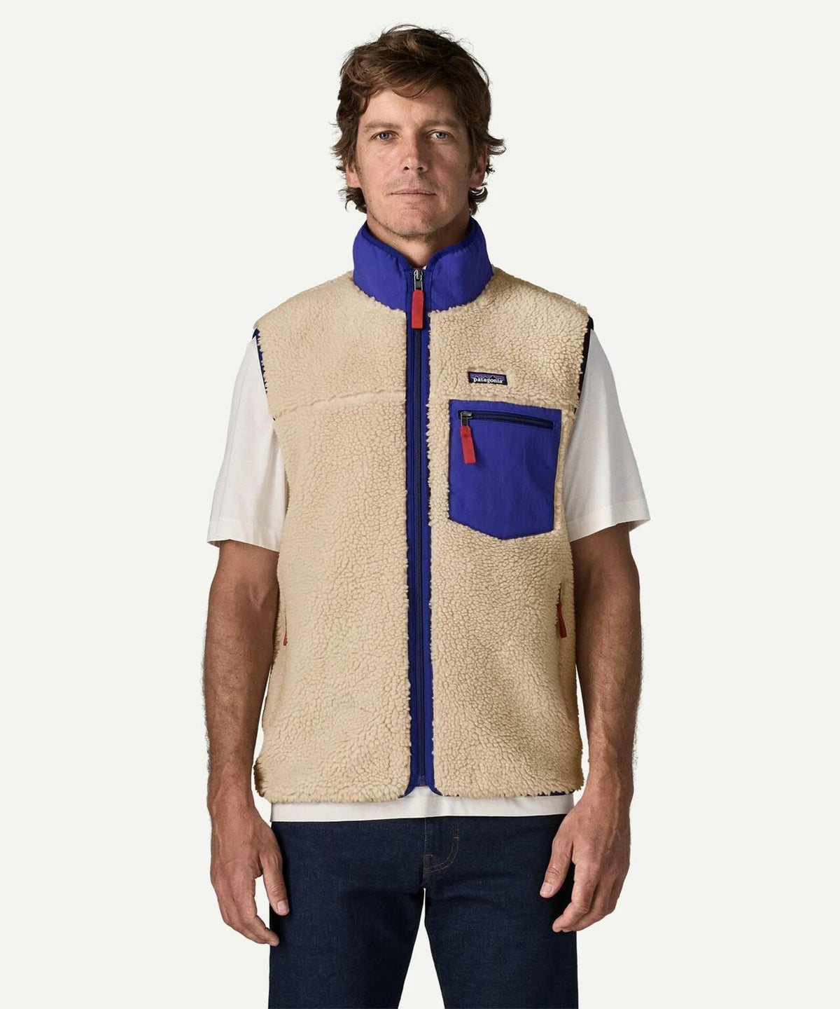 Patagonia/巴塔哥尼亞 男士 Classic Retro-X 抓絨背心 BEAVER 別注 環保抓絨 拼色 翻領 2000年代初期設計風格