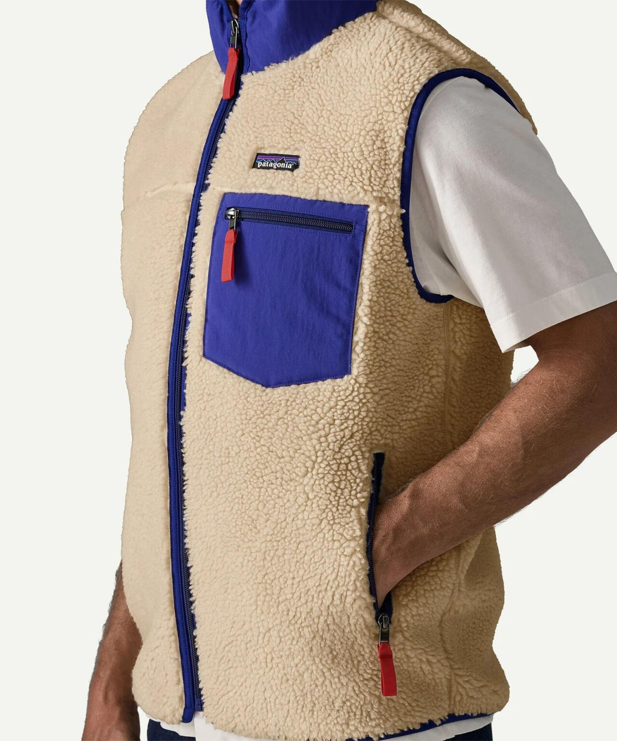 Patagonia/巴塔哥尼亞 男士 Classic Retro-X 抓絨背心 BEAVER 別注 環保抓絨 拼色 翻領 2000年代初期設計風格