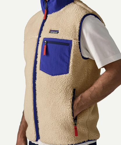 Patagonia/巴塔哥尼亞 男士 Classic Retro-X 抓絨背心 BEAVER 別注 環保抓絨 拼色 翻領 2000年代初期設計風格