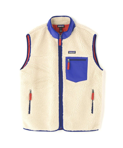 Patagonia/巴塔哥尼亞 男士 Classic Retro-X 抓絨背心 BEAVER 別注 環保抓絨 拼色 翻領 2000年代初期設計風格