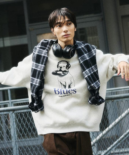 diskunion × FREAK'S STORE 聯名 法鬥 音樂主題 印花 圓領衛衣 寬鬆款 聚酯纖維/棉混紡