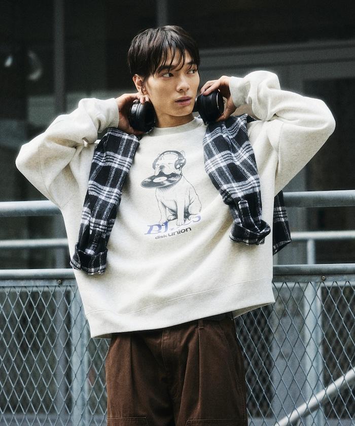 diskunion × FREAK'S STORE 聯名 法鬥 音樂主題 印花 圓領衛衣 寬鬆款 聚酯纖維/棉混紡