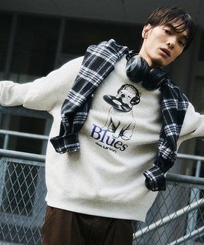 diskunion × FREAK'S STORE 聯名 法鬥 音樂主題 印花 圓領衛衣 寬鬆款 聚酯纖維/棉混紡