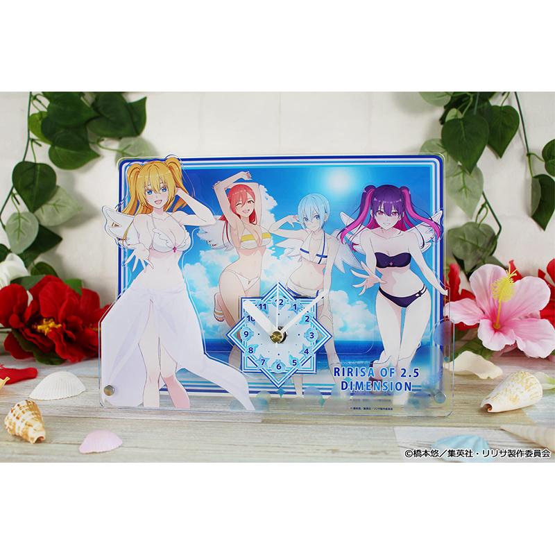 2.5次元的誘惑 描き下ろし BIGアクリル置時計 水著ver. 天乃リリサ 橘美花莉 ノノア 喜咲アリア 三重構造 立體感 190x260mm 亞克力 擺鐘