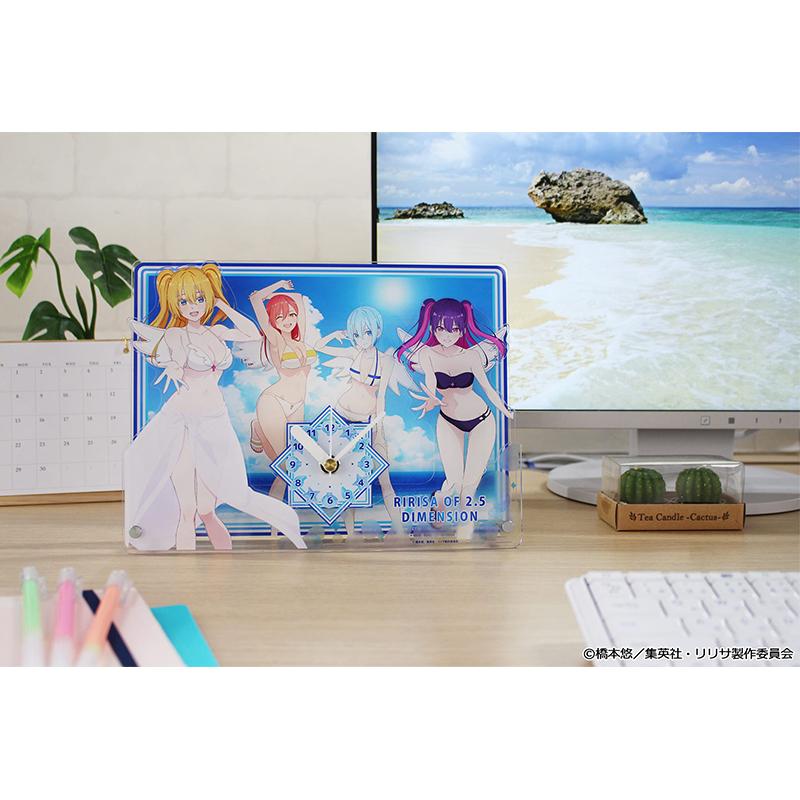 2.5次元的誘惑 描き下ろし BIGアクリル置時計 水著ver. 天乃リリサ 橘美花莉 ノノア 喜咲アリア 三重構造 立體感 190x260mm 亞克力 擺鐘