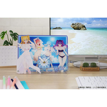 2.5次元的誘惑 描き下ろし BIGアクリル置時計 水著ver. 天乃リリサ 橘美花莉 ノノア 喜咲アリア 三重構造 立體感 190x260mm 亞克力 擺鐘