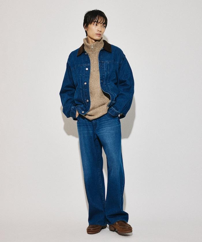 立體曲線牛仔褲 寬鬆錐形褲 復古做舊加工 寬鬆直筒牛仔褲 男女同款