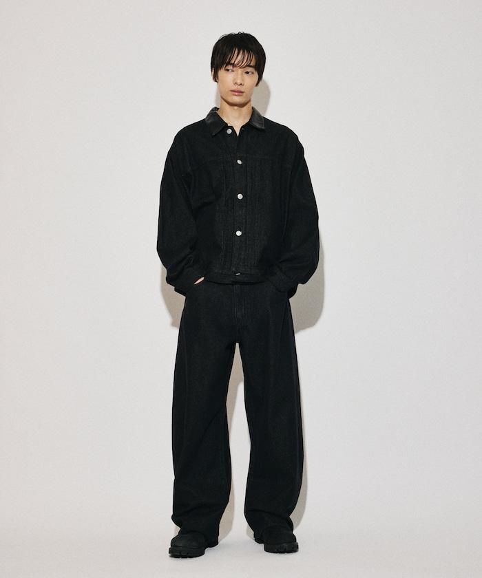 立體曲線牛仔褲 寬鬆錐形褲 復古做舊加工 寬鬆直筒牛仔褲 男女同款