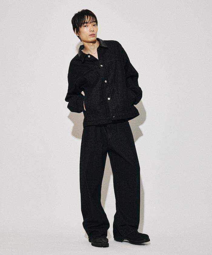 立體曲線牛仔褲 寬鬆錐形褲 復古做舊加工 寬鬆直筒牛仔褲 男女同款
