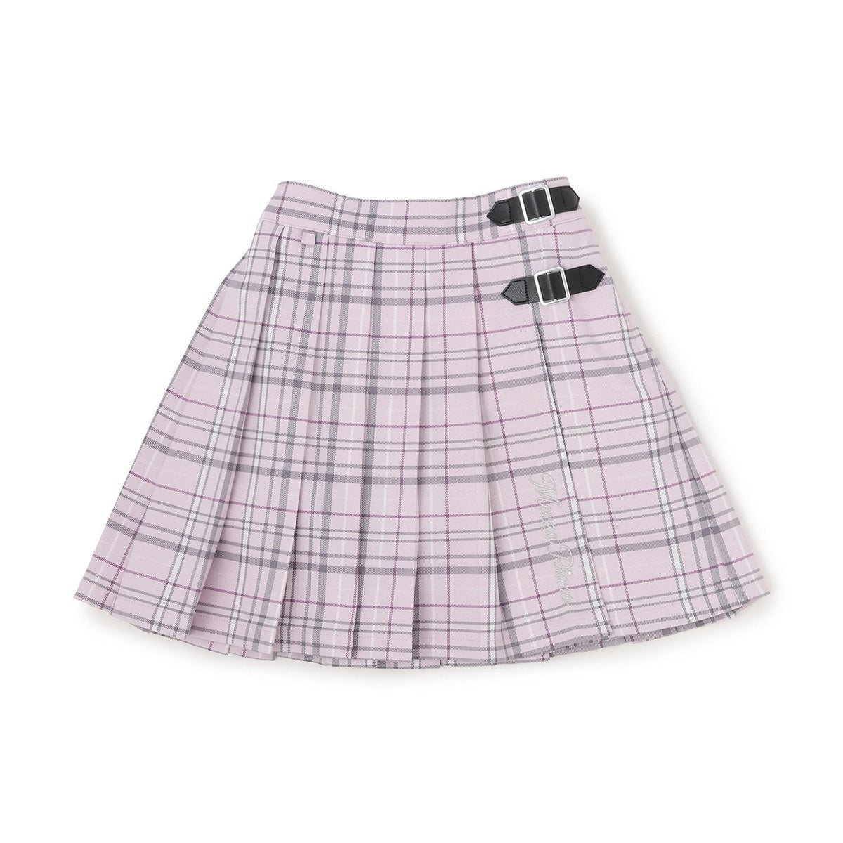 mezzo piano 經典格紋褶皺裙褲 附內襯 側邊裝飾腰帶 左側口袋 附姓名標籤 附腰圍調節鬆緊帶