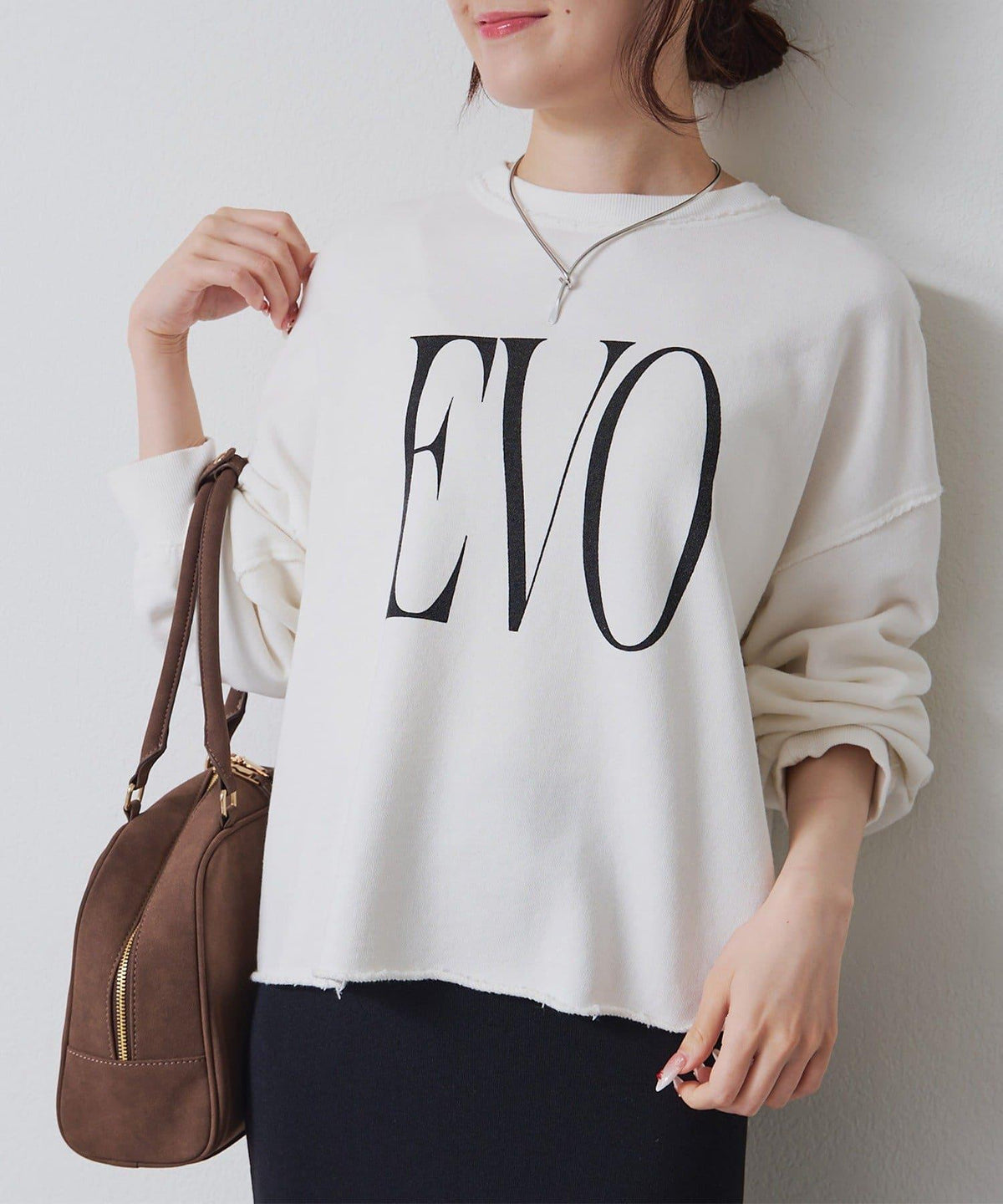PUAL CE CIN 2026 AW VINTAGE REBELLION系列 寬鬆大Logo刺繡裡毛棉質長袖T恤 女