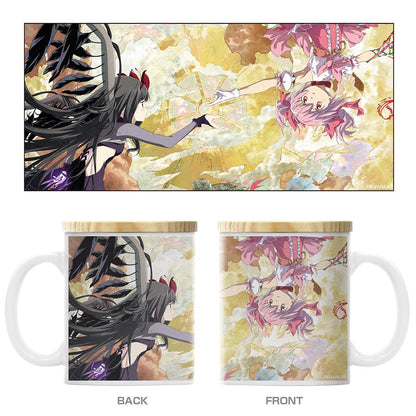 劇場版 魔法少女小圓 瓦爾普吉斯的廻天 鹿目圓&曉美焰 帶蓋全綵馬克杯 陶瓷木蓋 9.5x8cm