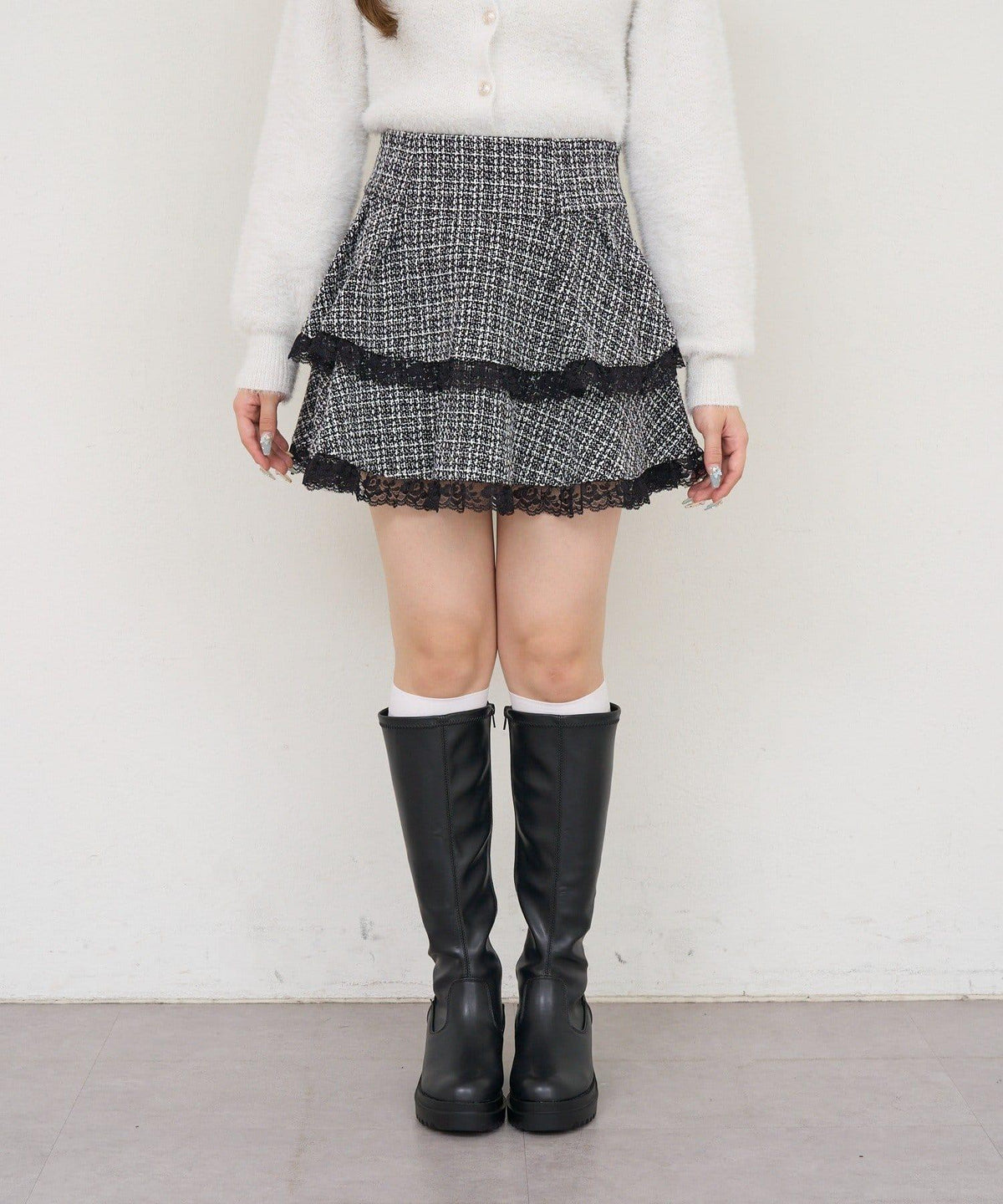 NICE CLAUP ティアードミニスカート