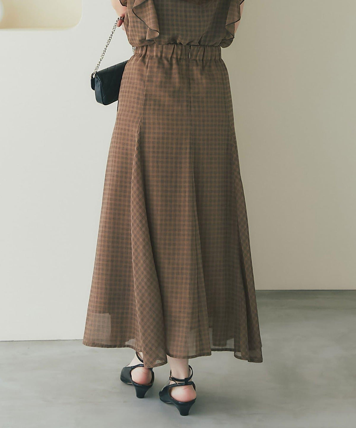 La boutique BonBon 格紋風琴褶半裙