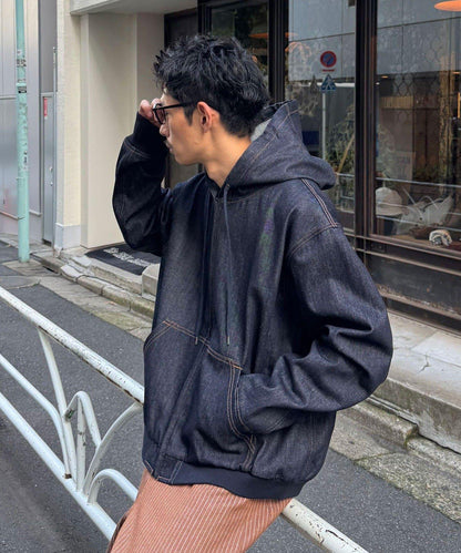 CIAN denim 連帽拉鍊夾克
