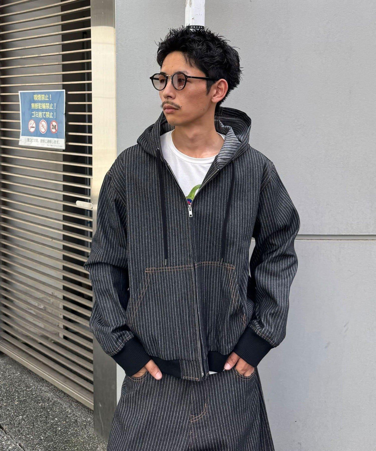 CIAN denim 連帽拉鍊夾克
