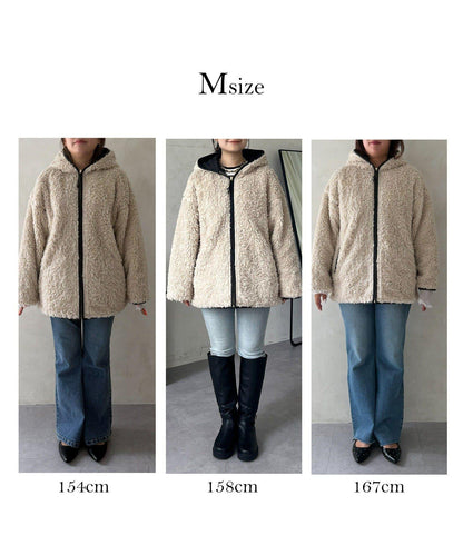 可兩面穿絎縫抓絨連帽夾克