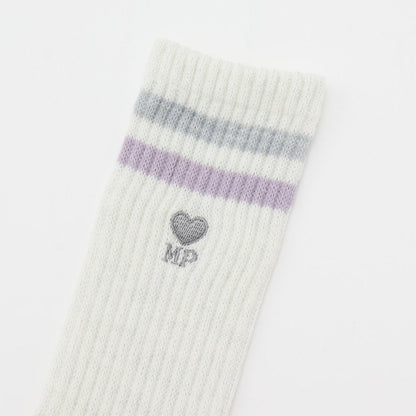 mezzo piano junior 閃亮羅紋刺繡愛心襪子