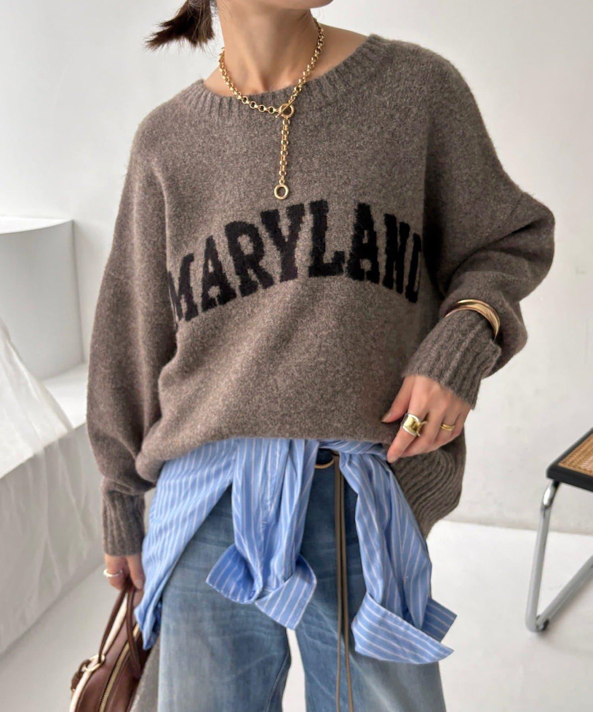 MARYLAND 標誌 2way 寬鬆套頭衫