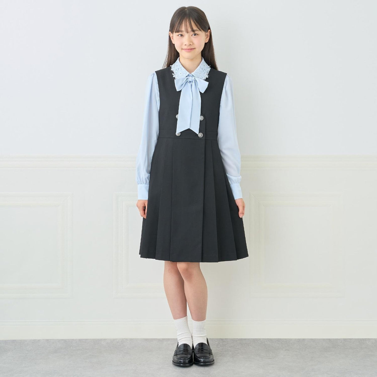 pom ponette junior 兒童 側褶揹帶裙