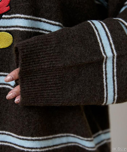 迪士尼 史努比 刺繡條紋針織衫