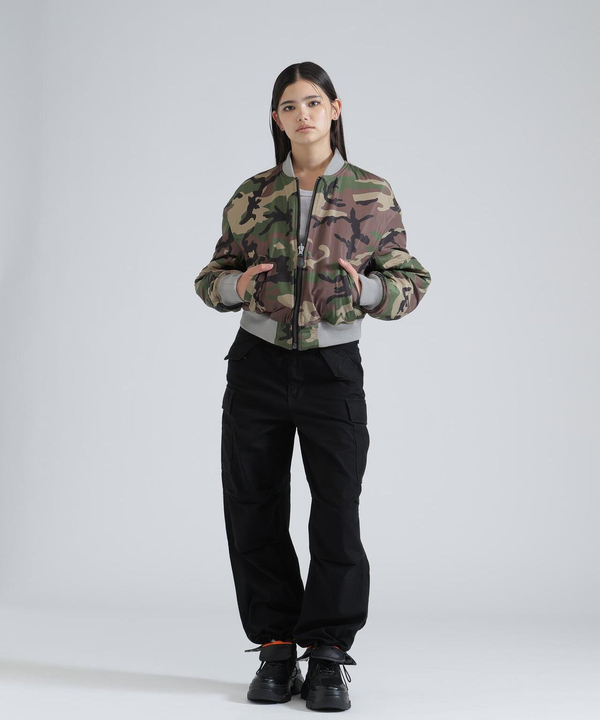 AVIREX 拼色絎縫棒球服夾克 女