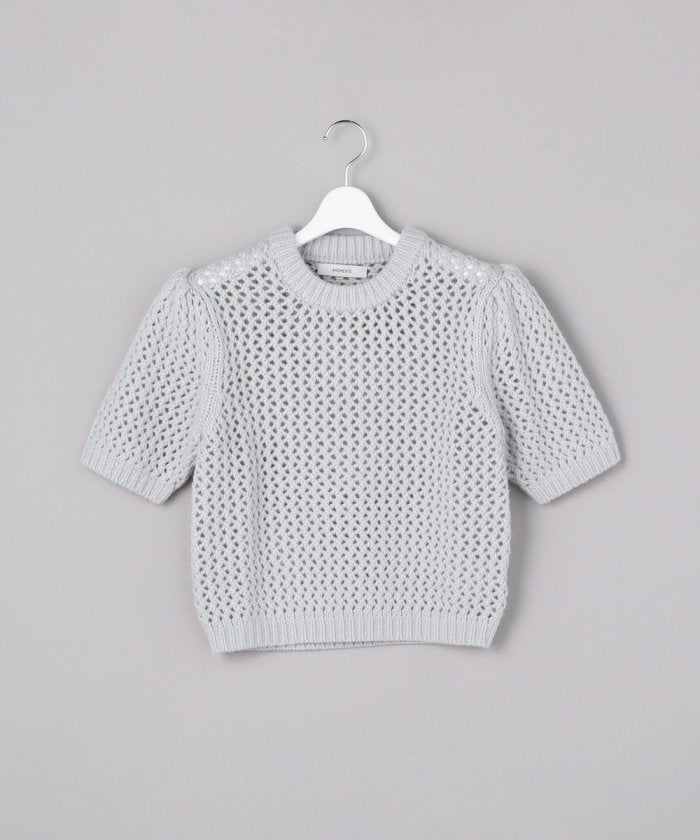 泡泡袖鉤織套頭衫