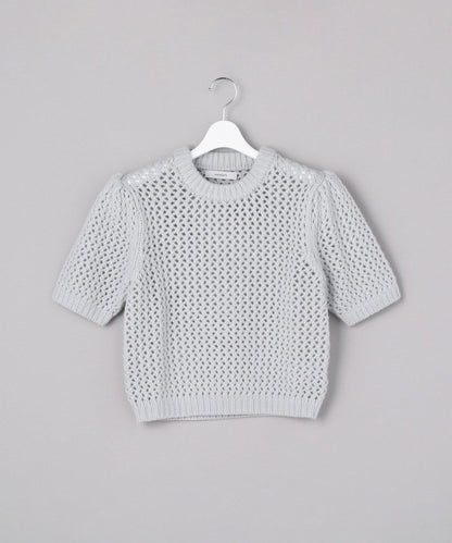 泡泡袖鉤織套頭衫