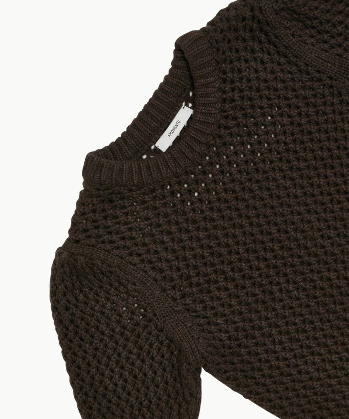 泡泡袖鉤織套頭衫