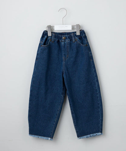 【KIDS】【TYPY DENIM】甘織り裾フリンジカーブデニム 【KIDS】【TYPY DENIM】甜美編織下襬流蘇曲線牛仔褲