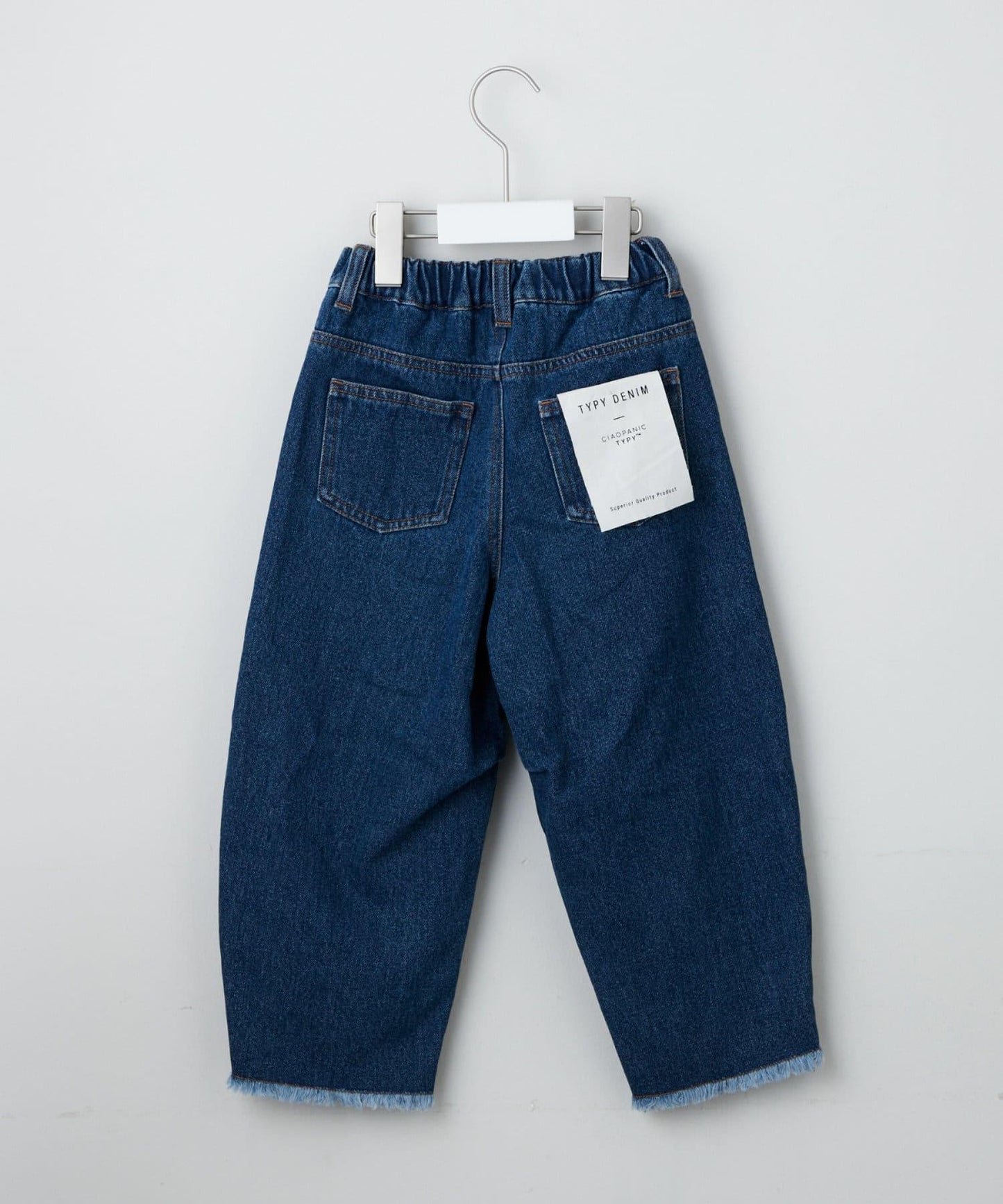 【KIDS】【TYPY DENIM】甘織り裾フリンジカーブデニム 【KIDS】【TYPY DENIM】甜美編織下襬流蘇曲線牛仔褲