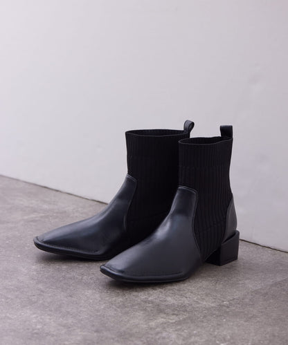 針織拼接短靴